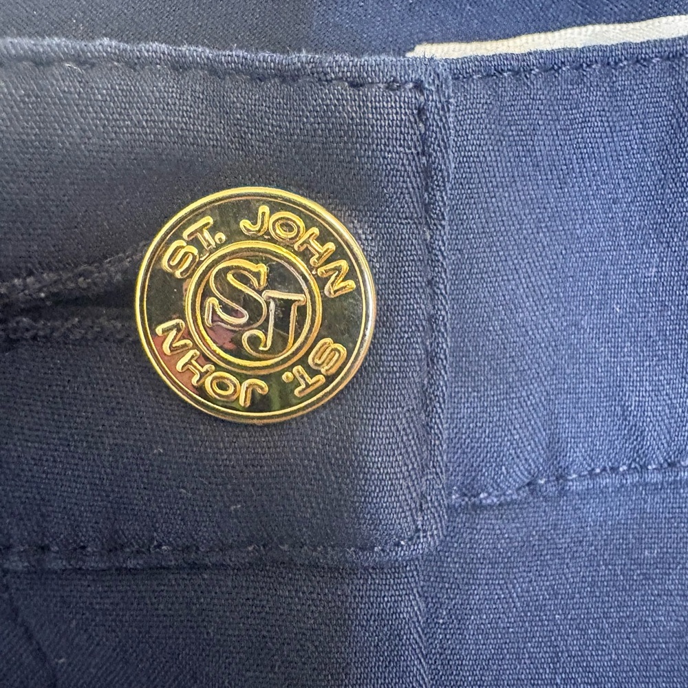 St. John Sport Navy Straight Leg Pants Classic Tailored Stretch Workwear 10 - Picture 4 of 6